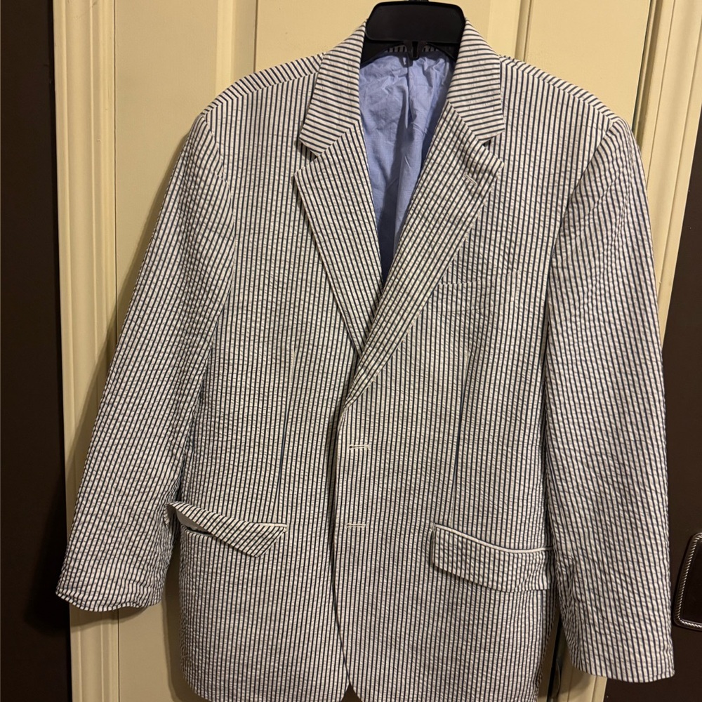 Robert Talbott Navy and White Striped Blazer